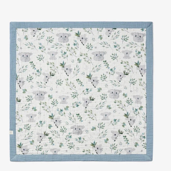 Elegant Baby Koala Print Organic Muslin Security Blanket BNWT - Picture 2 of 2